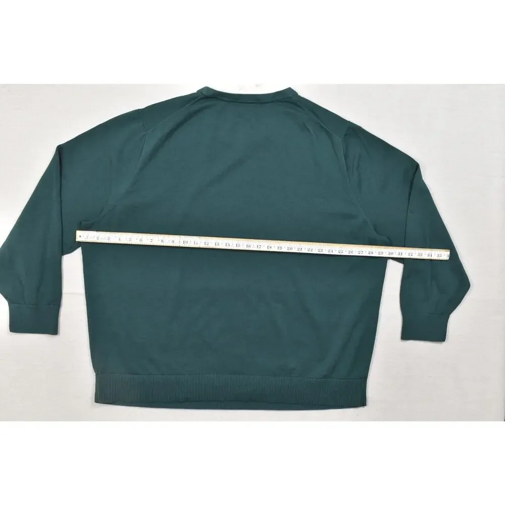 Lands' End Men 4XL/T Dark Green 100% Supima Cotton Crewneck Raglan Sweater Tall